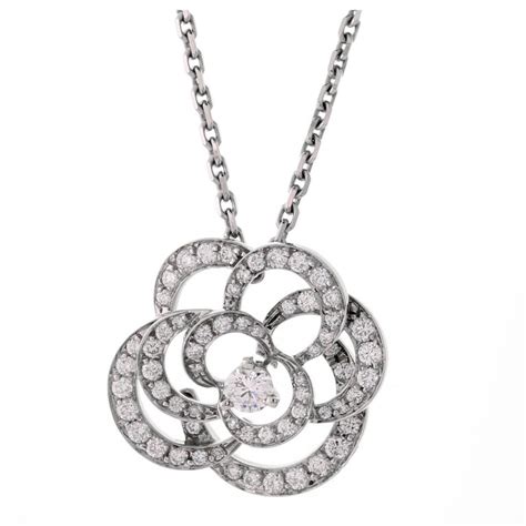 chanel diamond camellia pendant|chanel flower necklace.